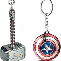 Yaa Catchy Marvel Avengers Thor'S Love And Thunder Hammer Pewter Mjolnir & Captain Shield New Limited Edition Anti-Rust Metal Keychain & Keyring (Marvel Lover) - Multicolor-picture-11