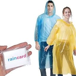 2 Pcs Unisex Disposable Rain Card for Emergency Use Waterproof with Smallest Pocket Size| Easy to Carry & and Reusable 1-2 time wear Thin Plastic Multi Color Free Size-2