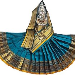 Navaratri Goddess Kalash Silk Saree PEACOCK GREEN (Morpankhi), MataRani Poshak, Maa Laxmi, Durga, Saraswati, Radha Chunri Patka and Lehenga/Ghagra Dress, Margashirsha Devi Maa Accessories-picture-16