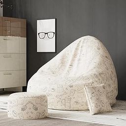 Biggie Bean Bag with Beans Filled XXXXL Bean Bag- Full Printed Bean Bag Sofa with Cushion and Footrest - Official : Oreka Home Bean Bag - Comfort Level : Standard - (Theme : Boundless Blends)-2