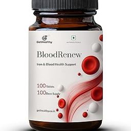 GetHealthy BloodRenew | Iron Supplement with Vitamin C & Veg Meal Plan to Support Hemoglobin & Iron Levels | For Men & Women | Ferrous Bisglycinate, B12, Active Folate, Amla, Beet | 100 Vegan Tablets-image-57