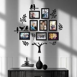Art Street Engineered Wood Family Tree Mdf Photo Frame Individual Picture Wall Art For Living Room, Decorative - 6 Leaf, 1 Trunk And 5 Birds, Set Of 8 (Size: 5X7 Inch, Rectangular, Multicolor)-image-39