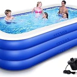 Styxon/Swimming Pool 10-Feet 3 Stripped Printed Inflatable Rectangle Bath Tub and Swimming Pool for Adults Kids Spa with Free Pump 120x 72"x24" Inch.-12