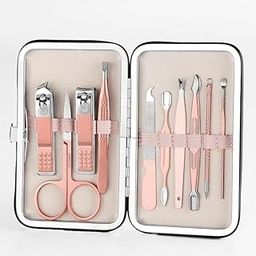 ShwinakshManicure Set Stainless Steel Professional Pedicure 8 in 1 Grooming Nail Scissors Cutter Ear Pick Tweezers Scissors Eyebrow Nail file for Man& Women gift(Pack of 1pcs) (Rosegold)-image-50