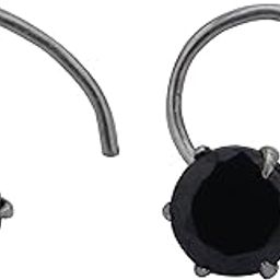 HOC® Women Party And Casual Wear Sterling 92.5% Silver Black Round Shape Big Size Antique Nose Pins ( Pack of 2 )-image-31