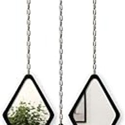 VAH- Kya Bat Hai !! Glass Wall Mirror for Living Room, Diamond Decorative Mirror for Wall Decoration, Mirror Wall Decor for Living Room, Mirror for Living Room, Decorative Mirror. (3 Pieces),Black-picture-10