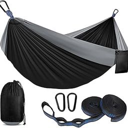 SupvoxÃ‚® Hammock for Camping Outdoor Activities with 2 Fixing Straps, Hammock Swing for Adults Kids, Portable Ultralight Nylon Hammock for Travel Beach Trekking, Maximum 200kg Load 275 x 140cm, Black-14