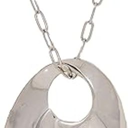 estele Women's Silver Tone Chain With Holographic Silver Circle Pendant-picture-4