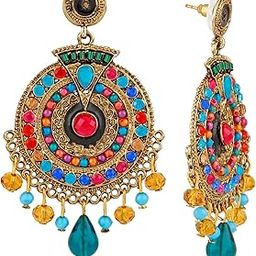 Afghani Dangler Earrings with Multicolor Beads and Crystals for Women (ER1109483GMulti)-image-5