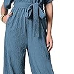 Women's Self Design Half Sleeve Polyester Jumpsuit for Women (A2107JSPK688)-image-49