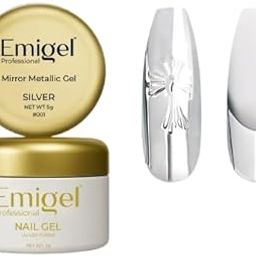 Emigel Professional Mirror Metallic Silver gel | UV/LED Gel Metal Painting gel Drawing Mirror for Nail Art Designs (5g)-picture-25