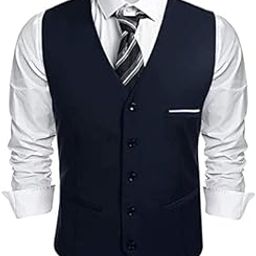 Men's Business Suit Vest Slim Fit Dress Vest Wedding Waistcoat-image-28