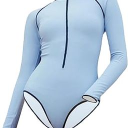 ™ Women 1 Piece Swimsuit Lady Female Rashguard for SPA Water Sports Snorkeling XL Blue | Swimwear | Womens Clothing-image-42