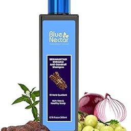 Blue Nectar Anti Dandruff and Healthy Scalp Hair Cleanser Shampoo with Bhringraj, Shikakai, Suitable for Colored Hair, Dry Frizzy Hair | Plant Based Alternate to Salicyclic Acid (10 Herbs, 200 ml)-8