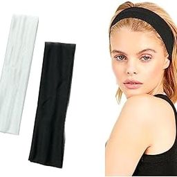Glamyou Adjustable Elastic Headband for Women and Girls,Kids,Gym,Facial,Makeup,Yoga,Cleaning,Sports,Spa,Exercise Workout,Running Daily Use Headband Black and White (2 pcs)-picture-18