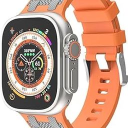UniqTry Silicone Loop Replacement Strap with Stainless Steel Adapter Strap Watch Compatible with Apple Watch Ultra & Ultra 2 49mm 45mm 44mm 42mm for iWatch Series 9 8 7 6 5 4 SE-picture-16