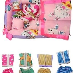 PARTISH Laddu Gopal Bed with 4 Night Suit, 2 Pillows, 1 Top Sheet, Cotton Summer Night Suit for Ladoo Gopal Dress Pant Shirt of Different Designs in Multicolor-image-12
