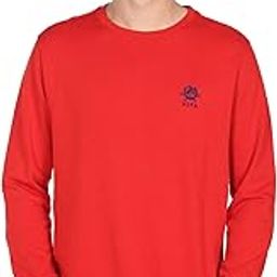 Men Red Solid Crew Neck Knitted Sweatshirt-image-17