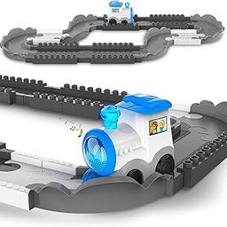 Track Town Train Set Learning and Engaging Toy for 2-8yr Old Kids | Colorful Expandable Build Yourself | USB Type-C Rechargeable | Indian Train Station Announcements | Gift for Boys & Girls (33pcs)-31
