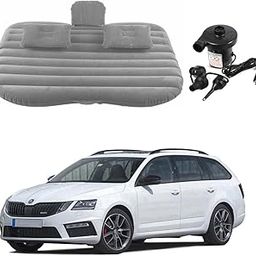 Oshotto Multifunctional Car Travel Bed Mattress with Two Air Pillows, Car Air Pump Compatible with Skoda Octavia (Grey)-image-46