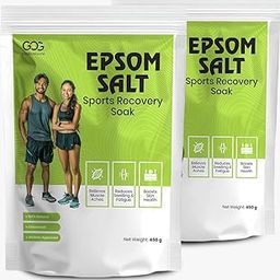 Gameonglow Sports Recovery Epsom Salt – 100% Natural Magnesium Sulfate | Unscented Bath Salt for Muscle Pain Relief, Swelling Reduction & Foot Soaks | Athlete-Approved, 450g (Pack of 2)-image-33