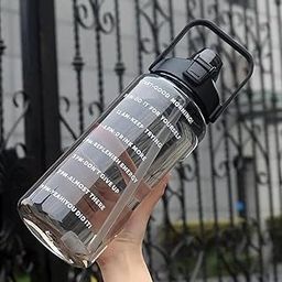 DIOXIT Sports Water Bottles 2 Liter, Unbreakable Shaker with Time Marker Wide Mouth,Travel Bottle With Starw | Lockable Lid | Portable | (Pack of 1, Plastic, Multicolour)-18