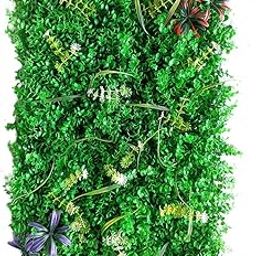 ENUTROF Artificial Wall Grass || Vertical Garden Wall for Home and Decoration|| Artificial Vertical Garden Grass Wall Panel||No-08 Green Color with Colourful Leaves || (2 Piece) (Size: 40 X 60cm)-image-49