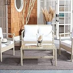 OMCCO 4 Piece Outdoor Conversation Patio Furniture Set All Weather Wicker Sectional Couch 4 Seater Sofa with Center Table for Garden,Terrace,Porch,Lawn,Backyard (Beige08)-image-11