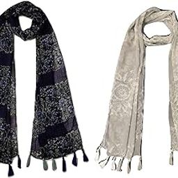 Women's Printed Chiffon Trendy Stoles, Free Size (Multicolour, S232) - Pack of 2-29