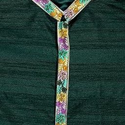 Pulse Weaves Men's Unstitched Premium Kurta Fabric Set, Poly Raw Silk with Santun Silk, 3 Meters, Bottle Green, Upto 5XL-image-69
