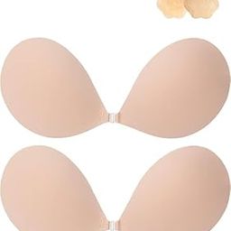 Strapless Sticky Bra Invisible Sticky Boobs Silicone Adhesive Bra Backless Pushup Lift Bra Beige-image-7