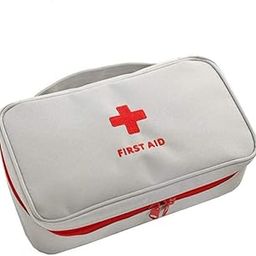 Mini First Aid Kit Travel Pouch Medicine Storage Organizer Bag with Handle for Indoor Outdoor Picnic Travel Home Office (1 Pc) (Grey)-picture-18