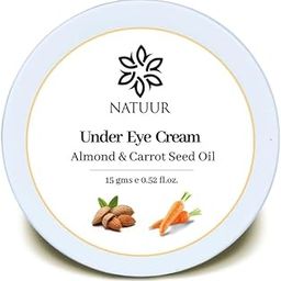 NATUUR - Under Eye Cream with Almond & Carrot Seed Oil - For Dark Circles, Moisturising & Nourishing - 100% Natural & Chemical Free - 15g-15