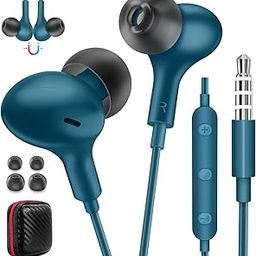 Wired Earbuds Noise Canceling for Chromebook PC School, 3.5mm Headphones Ear Buds Wired with Mic Magnet Stereo Plug in Earphones Cord for Galaxy A25 A15 A12 A03s S10 Moto Switch Laptop Computer, Blue-image-11