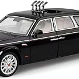 TOYRENTTO 1:24 Scale Black Hongqi Limousine Diecast Model Car – Alloy Body, Opening Doors, Light & Sound, Pull Back Toy with Built-in Engine & Realistic Interior for Kids and Collectors-image-4