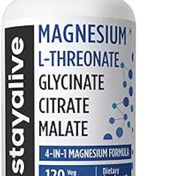 Magnesium L-Threonate Supplement w/Citrate, Malate & Glycinate, 120 Chelated Pills, High Absorption Elemental Magnesium for Women and Man, Extra Strength Complex Capsules, Non-GMO & Gluten Free-image-24