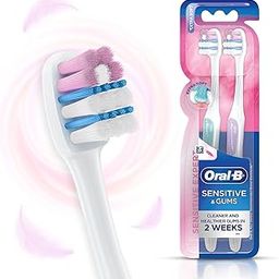 Oral-B Sensitive Expert Ultra Soft Toothbrush For Adults, Sensitive Teeth and Healthier Gums, Ultra Soft Bristles, Multicolour Tooth Brush Set, Oral B Dentist Recommended Brand (Pack of 2)-5