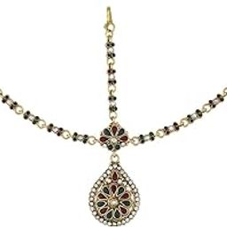 Fashions Traditional Matha Patti Stone Borla Drop Damini Mangtika Maang Tikka Jewellery for Women-image-19