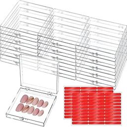 CloudTrip 15pcs Large (8 x 8 cm) Nail Packaging Storage Box and 60pcs Sticky Tabs - Acrylic Organizer Case for Artificial Nails for Nail Business Supplies (Clear 15 Pack)-27