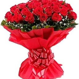 Valentine's Day Special Fresh Flowers Red Rose Bunch in Paper Packing (Bunch of 30)-image-34