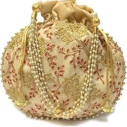 Elegant Rajasthani Silk Batwa Clutch Bag with Zari Work, Ethnic Potli Wristlet for Women, Bridal-15