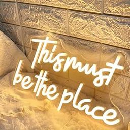 SG PRINT This Must Be The Place Neon Sign LED Light for Wall Decor Wedding Party Night Light for Girls Bedroom Room Game Room Decor Happy Birthday Gift(30X12) WARM WHITE-image-32