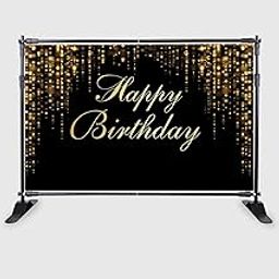 Backdropon Happy Birthday Party Backdrop Black and Gold Glitter Bokeh Sequin Spots Photography Background Golden Sparkle Shining Dots Baby Abstract Banner Size 5Feet Height and 8Feet Width(5 * 8)-28