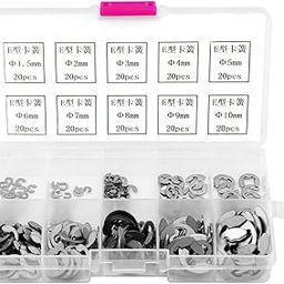 E-clip, E-ring Internal Circlip Snap Retaining Clip Ring Assortment Set 304 Stainless Steel C Clips Assortment 200pcs 1.5mm to 10mm-image-79