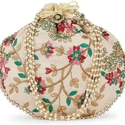 byra Thread Embroidered Potli Bag for Women with Pearl Handle-picture-23