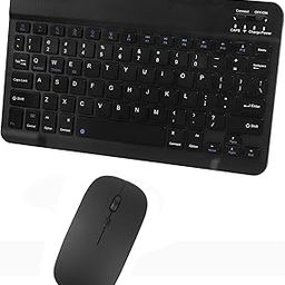 Bluetooth Wireless Keyboard Mouse Combo Ultra-Thin Ergonomic Small Rechargeable Bluetooth Keyboard Mouse Combo for Apple iPad iPhone Samsung Tablet Android Phone PC Mac Smartphone (Black)-image-9