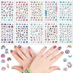 3D Nail Stickers Cute Self Adhesive Nail Decals Unicorns Star Moon Rainbow for Kids DIY Nail Art Decorations Birthday Gifts Free Tweezer-21