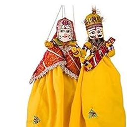 Anupam Enterprise Fabric Rajasthani Dolls Art, Men - 20", Women - 18", Multicolour, 2 Piece-image-34