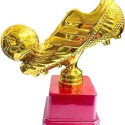 Golden Soccer Boot Trophy with Ball and Heavy Red Base || 9 inches || Logo Printing, Writings & Customisation Available-image-75
