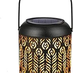 RIDEN Solar Lantern Outdoor Garden Hanging Lanterns Metal Christmas Decoration Light Warm White LED Waterproof Landscape Lighting for Table Pathway Party Yard - 1 Pack-image-17